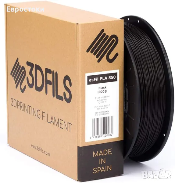 3DFILS PLA 850 Филамент за 3D принтер esFil PLA  3D 850, диаметър1,75 мм, 1 кг, черен , снимка 1