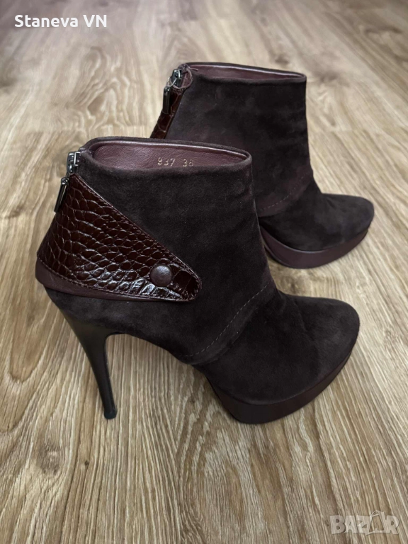 Кафеви боти GiAnni, естествен велур, отлично състояние, 38, снимка 1