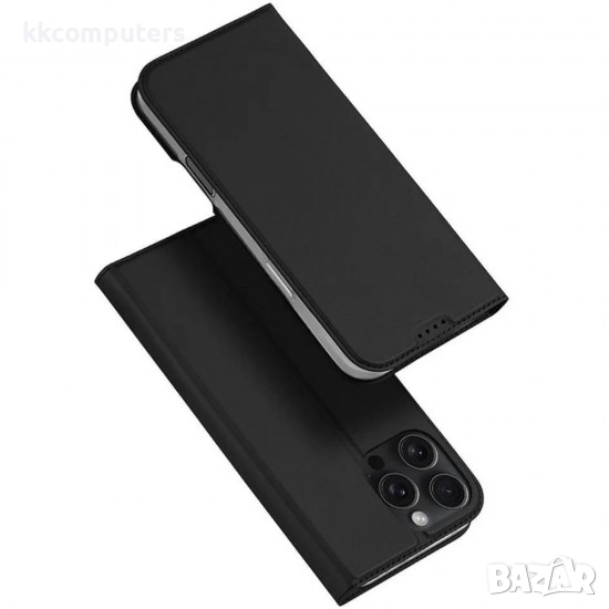 Кожен калъф тефтер Dux Ducis SKIN PRO и Протектор За iPhone 16 Pro Max (6.9), Черен, снимка 1