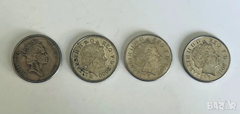 4 монети от 10 пенса (10 pence) - Великобритания, снимка 1