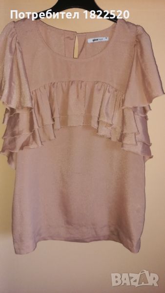 Елегантна Розова блуза с къдрици, снимка 1