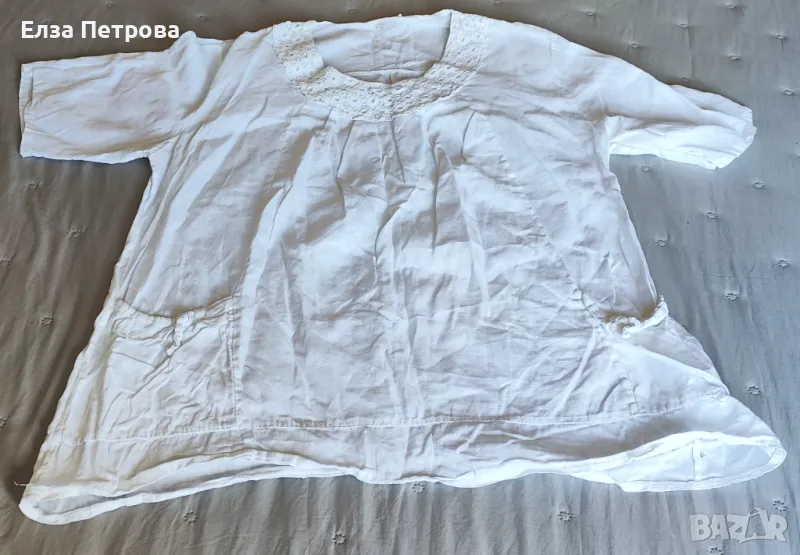 Бяла дамска тънка лятна ленена рокля/туника с бродерия, 4XL÷ 6XL, снимка 1