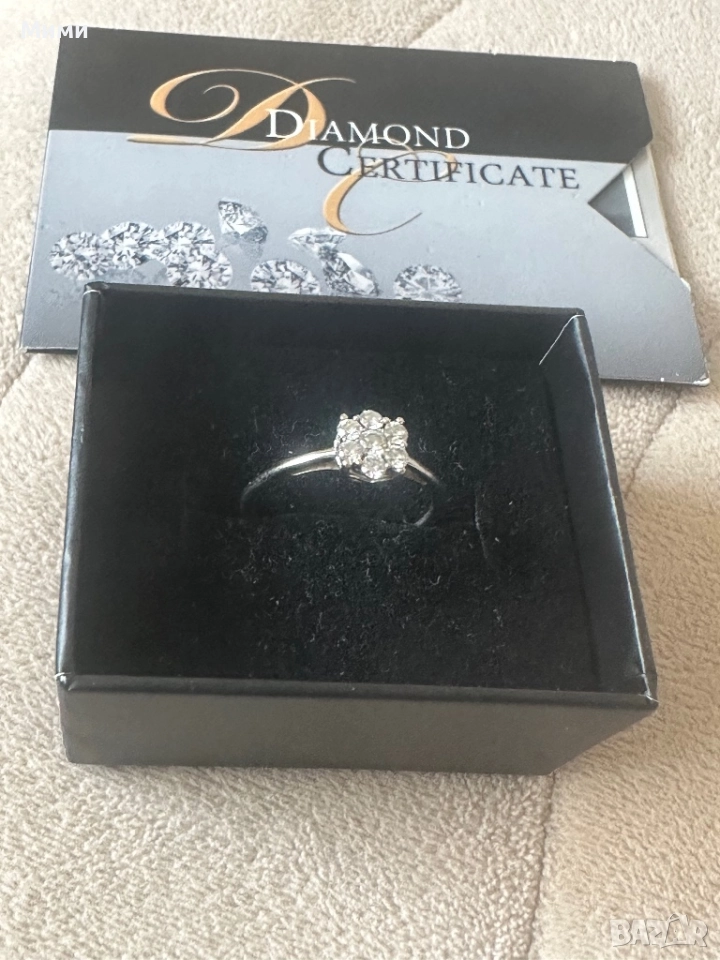 Златен пръстен с естествени диаманти, снимка 1