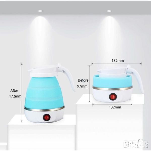 Сгъваема електрическа кана за пътуване. Преносима кана 0.6 литра, снимка 1