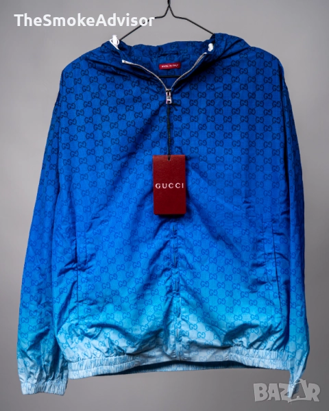 Яке Gucci Printed Technical Poplin Zip Jacket – Gradient Blue, снимка 1