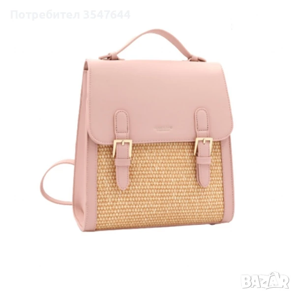 Кокетна дамска раничка, със сламени детайли, снимка 1