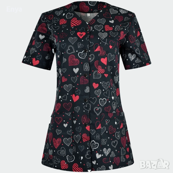 Дамска туника - цветна с принт "Тъмни сърца", снимка 1