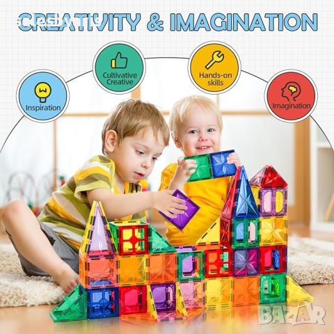 Xekel 120бр. Магнитни Блокчета - STEM Играчки за Деца на 3+ години., снимка 2 - Образователни игри - 45134134