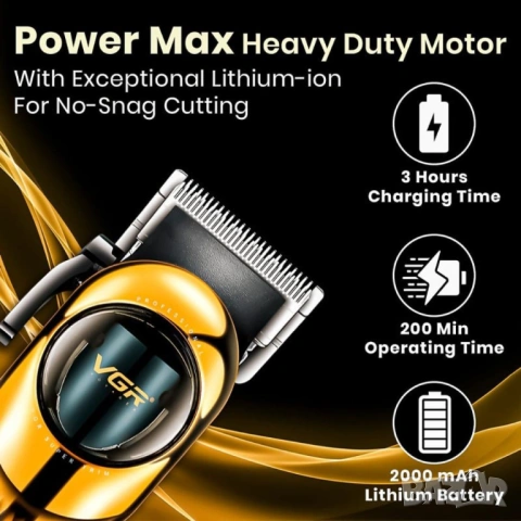 VGR V-166 – Професионална машинка за подстригване GREEN / GOLD, снимка 4 - Машинки за подстригване - 54142196