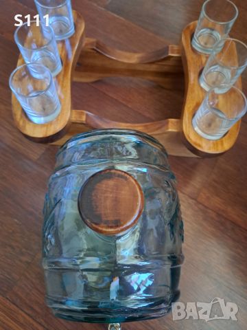 Стъклена бъчва с чешмичка и 6 чаши LANCASTER RF1071 , снимка 5 - Сервизи - 45687555