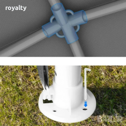 Сгъваема градинска шатра 3x3 м – Здрава метална конструкция, регулируема височина и защита от слънце, снимка 5 - Градински мебели, декорация  - 54125275