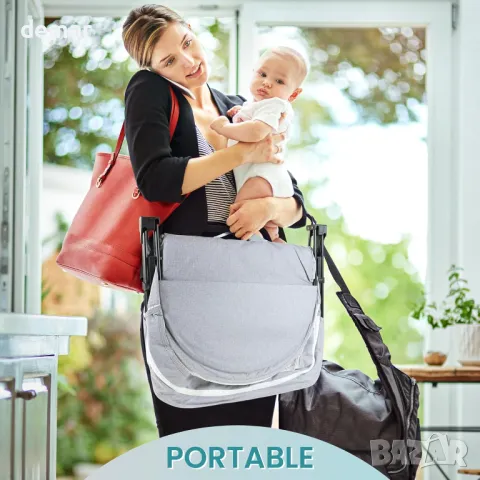 Blue Zeri бебешко легло, леко и компактно, за пътуване и къмпинг, сиво, снимка 6 - Други - 49711475