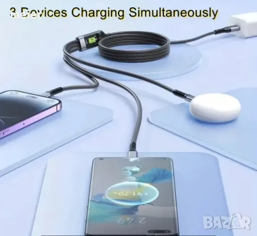 Кабел за бързо зареждане OLSHEN 100W 3-в-1, снимка 3 - USB кабели - 49992481