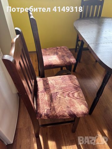 Разтегателна дървена маса с 6 стола, снимка 3 - Маси - 46443090