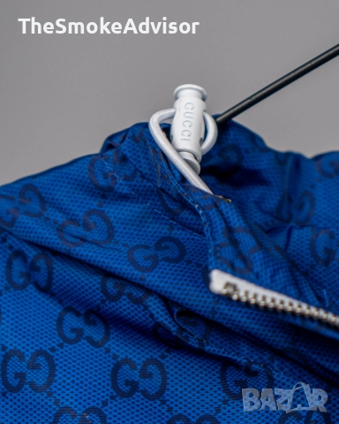 Яке Gucci Printed Technical Poplin Zip Jacket – Gradient Blue, снимка 5 - Якета - 52189956