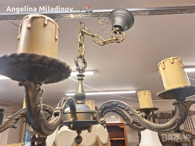 Винтидж голям полилей месинг , снимка 8 - Полилеи - 53822857