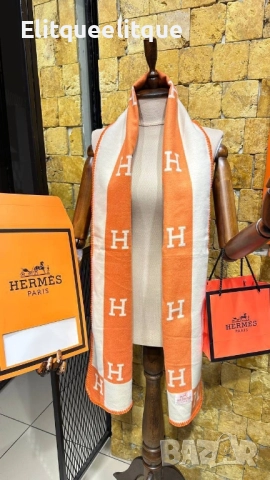 шалове 100% Кашмир 2 лица hermes, снимка 2 - Шалове - 52240827