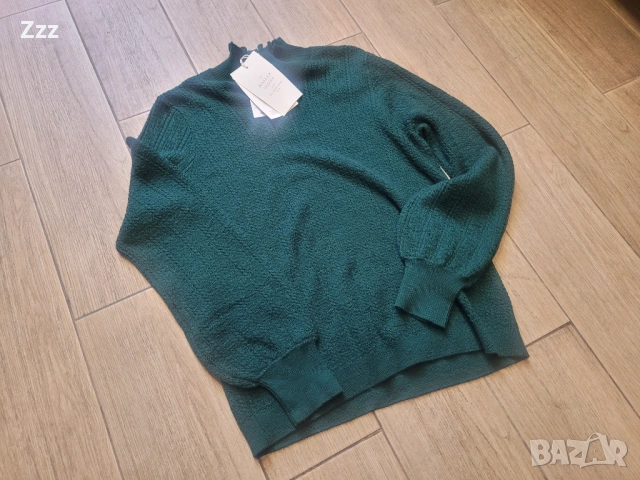 Дамски поло пуловер в петролено зелено, снимка 3 - Блузи с дълъг ръкав и пуловери - 53374041