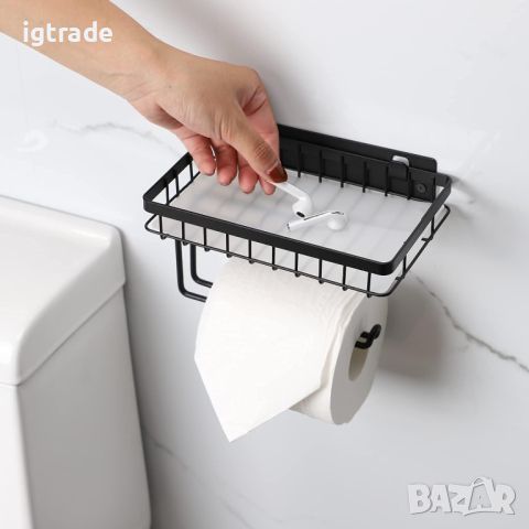 Държач за тоалетна хартия с рафт Полиран хром, SUS 304 Неръждаема стомана , снимка 9 - Други стоки за дома - 45136637