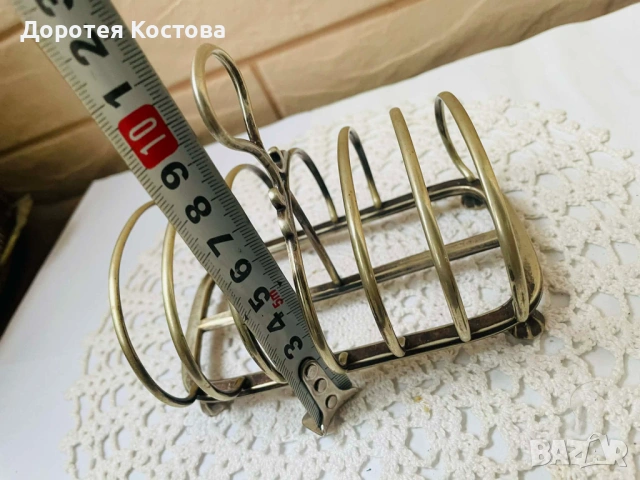 Красива посребрена поставка за 6 филийки от Англия, снимка 10 - Антикварни и старинни предмети - 53291174