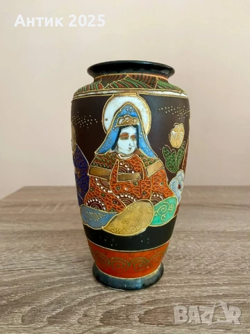 Антична японска ваза в стил Сацума (началото на XX век), снимка 6 - Вази - 50548588