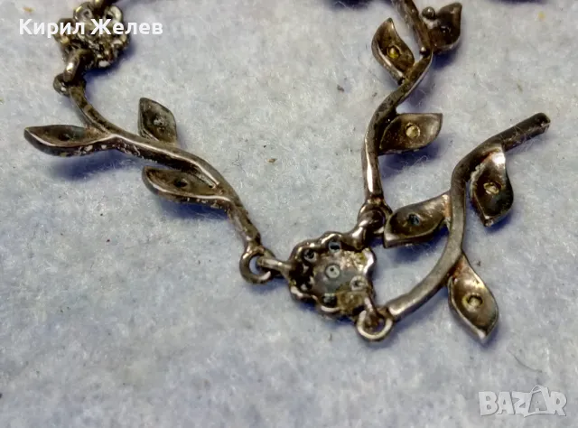 РАЗКОШНО ФЛОРАЛНО СКЪПОЦЕННО СРЕБЪРНО КОЛИЕ СРЕБРО 925 с ЮВЕЛИРНО ФАСЕТИРАНИ МАРКАЗИТИ 37725, снимка 4 - Колиета, медальони, синджири - 49606164
