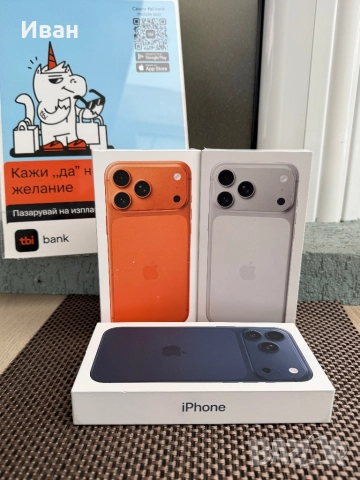 НОВИ!*ЛИЗИНГ* iPhone 17 Pro Max 100лв/м 256*Silver / BLUE*17 про макс, снимка 2 - Apple iPhone - 52576355