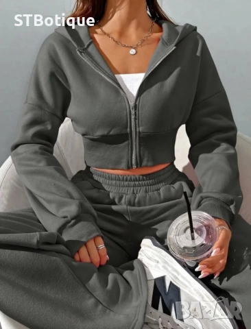 🌸 Дамски Елегантен Комплект с Цип – Суитшърт и Панталони | STBoutique 🌸, снимка 7 - Спортни екипи - 51952450