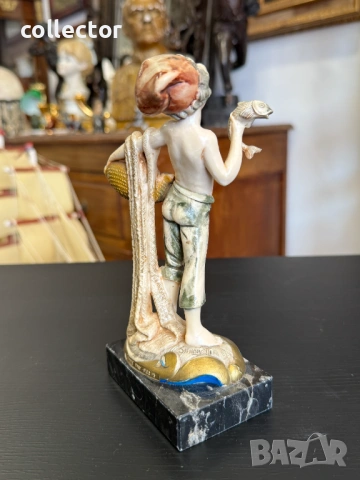 Италианска Фигура на рибар - Amilcare Simonetti. №7971, снимка 3 - Антикварни и старинни предмети - 53874285