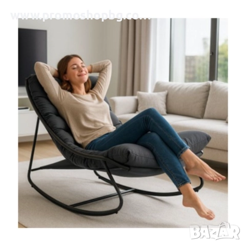 Люлеещо се кресло, Люлеещ се стол, 110х80х80 см - ЧЕРЕН или СИВ, снимка 4 - Столове - 52506663