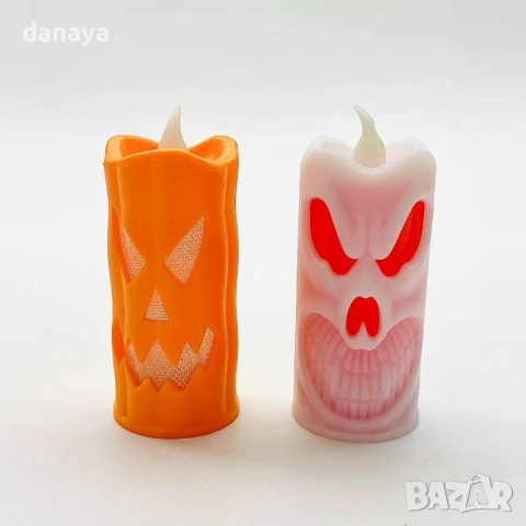 6147 Светеща електронна свещ за Хелоуин страшна украса череп/тиква, снимка 2 - Декорация за дома - 51854134