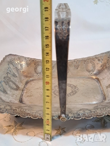 Стара английска посребрена фруктиера поднос 28/4, снимка 12 - Антикварни и старинни предмети - 51942237