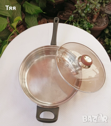 Голям тиган неръждаем, снимка 2 - Съдове за готвене - 52256459