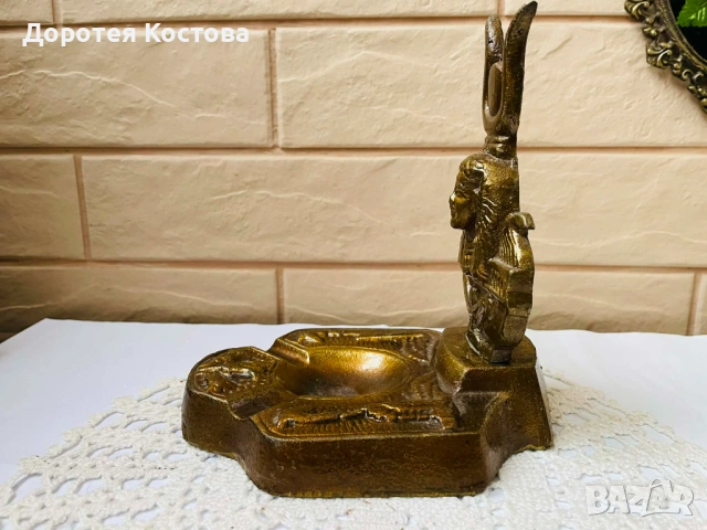 Красив месингов пепелник Египет, закупен от Англия, снимка 7 - Антикварни и старинни предмети - 53587912