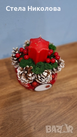 Ръчно изработени Коледни свещници и декорации със скандинавски мъх, снимка 9 - Декорация за дома - 52639912