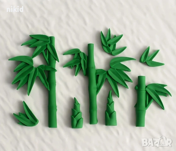 Бамбук Бамбукови пръчки с листа силиконов молд форма фондан шоколад гипс декор , снимка 5 - Форми - 53014109