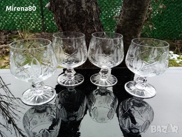 4 кристални чаши за коняк - Чехословакия !