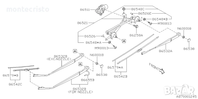 Мотор чистачки Subaru XV II (2018-2021г.) моторче механизъм чистачки 86511FL010 / 159300-7890, снимка 6 - Части - 54184937