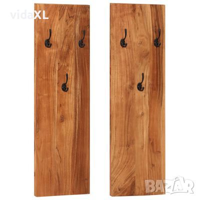 vidaXL Закачалки за стена, 2 бр, 36x3x110 см, акациева дървесина масив（SKU:337068, снимка 1 - Корсети, колани и коректори - 45524166