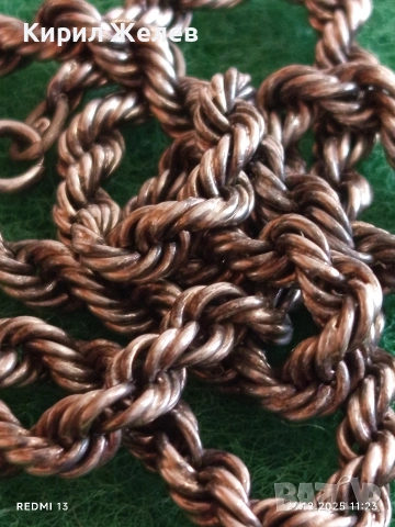 Сребърен ланец плетка тип ВЪЖЕ винтидж стил ювелирна изработка 52490, снимка 6 - Колиета, медальони, синджири - 52926001