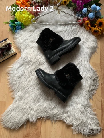 Кожени боти с пух