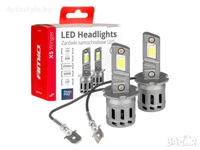 Крушки AMIO X5 серия Winger H3/Х3 LED 6000K 30W Canbus, снимка 1