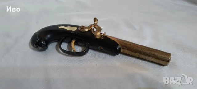 Месингов пистолет Derringer бензинова запалка made in Japan , снимка 6 - Антикварни и старинни предмети - 47236781