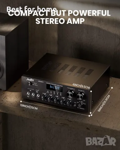 Стерео система ,усилвател с USB и вход за микрофон за караоке Moukey, снимка 6 - Аудиосистеми - 50362816