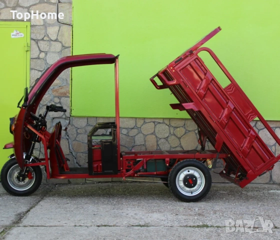 Електрическа Селскостопанска Триколка с Покрив 2000W ЧЕРВЕНА