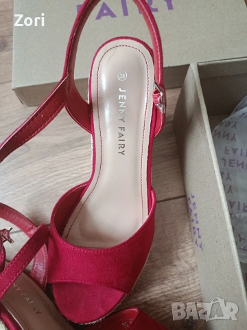 червени сандали на платформа - размер 38, снимка 3 - Сандали - 53430008