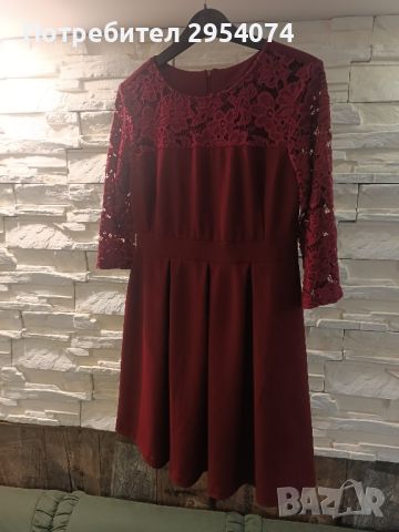 вишнева рокля мЛ-25лв, снимка 3 - Рокли - 45437277