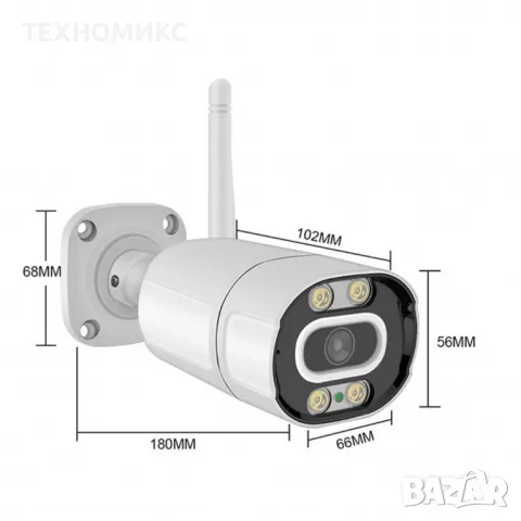 Външна 3MPX WiFi камера с метален корпус, 40 метра нощно виждане и вградени микрофон и говорител, снимка 4 - Камери - 47482498