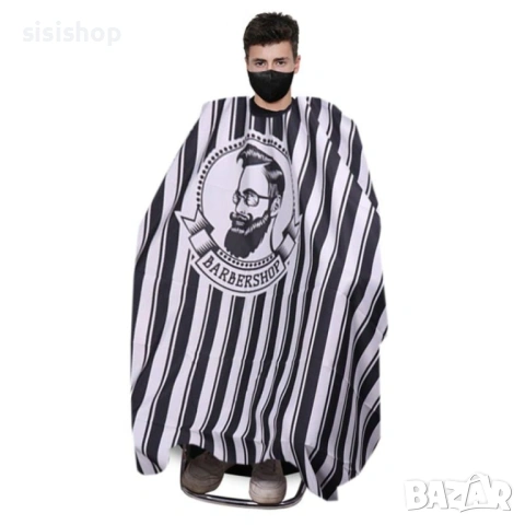 Професионална фризьорска престилка BARBERSHOP – Зелено райе 3772