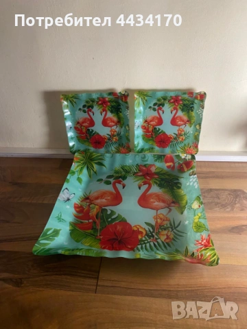 Спешно! Декоративен комплект чинии с рози – 3 части – Отлично състояние